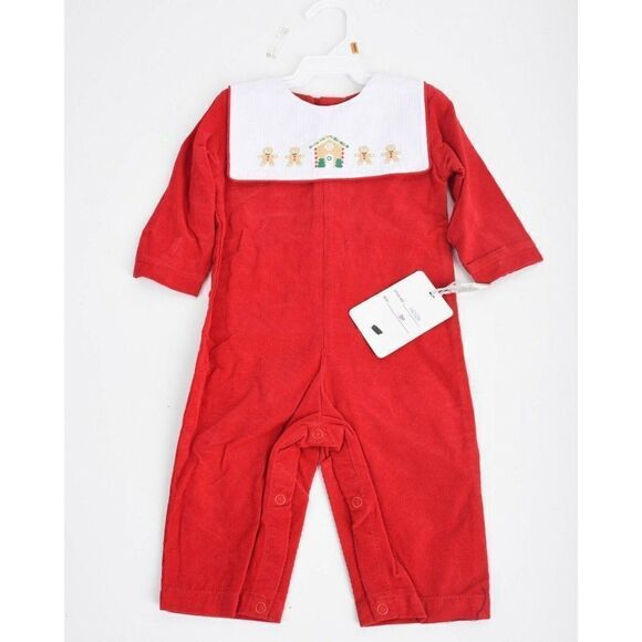 Carriage Boutique Babies One-Piece Longall Romper Christmas 9 Mo Gingerbread NWT - Picture 1 of 3
